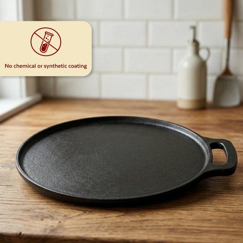 Cast Iron Cookware Set: Kadai 26 CM + Dosa Tawa 28 CM | Heavy-Duty Traditional Cooking Combo Set | Kitchen Set for Home, Pre-seasoned, Induction Friendly