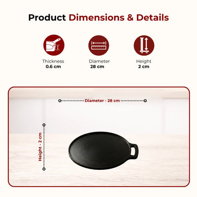 Cast Iron Cookware Set: Kadai 26 CM + Dosa Tawa 28 CM | Heavy-Duty Traditional Cooking Combo Set | Kitchen Set for Home, Pre-seasoned, Induction Friendly