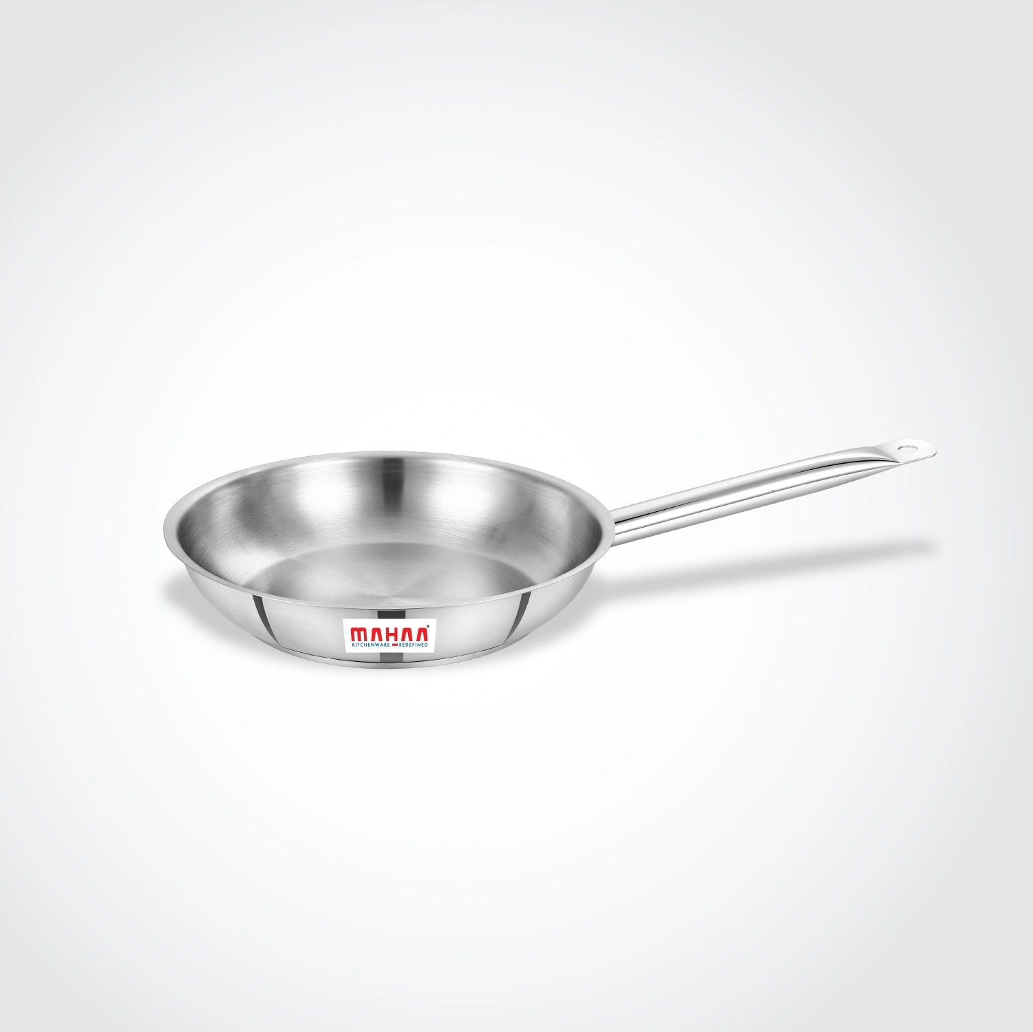 MAHAA Stainless Steel Professional Fry Pan – Scratch-Resistant Body | Heavy-Duty Stainless Steel | Tri Ply Base | Gas &  Induction Compatible | Cool-Touch Handle | 20/24/26/28/30/32 cm