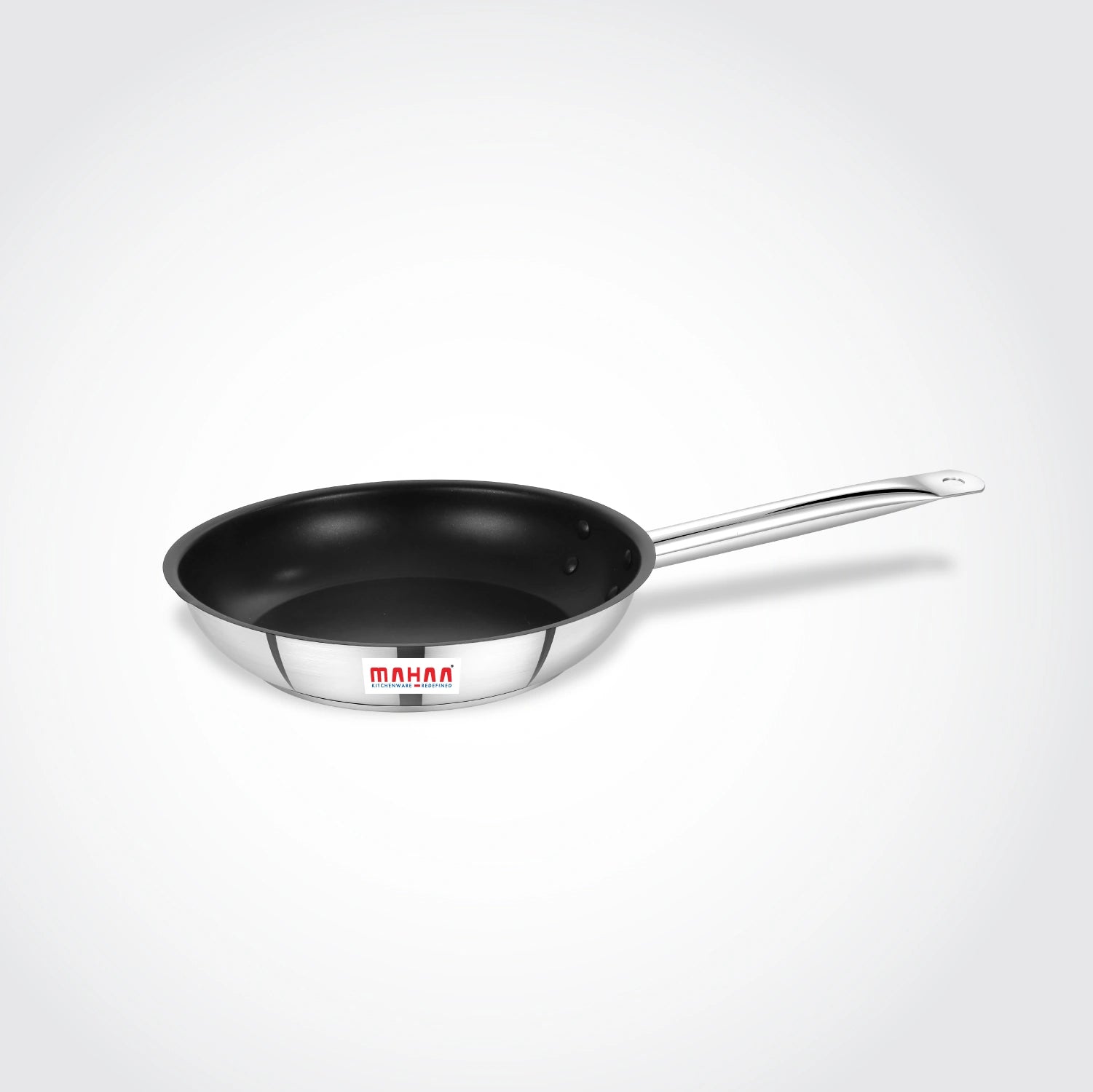 MAHAA Stainless Steel Professional Non-Stick Fry Pan – PFOA-Free Coating | Heavy-Duty Stainless Steel | Tri Ply Base | Gas &  Induction Compatible | Cool-Touch Handle | 20/24/28/30 cm