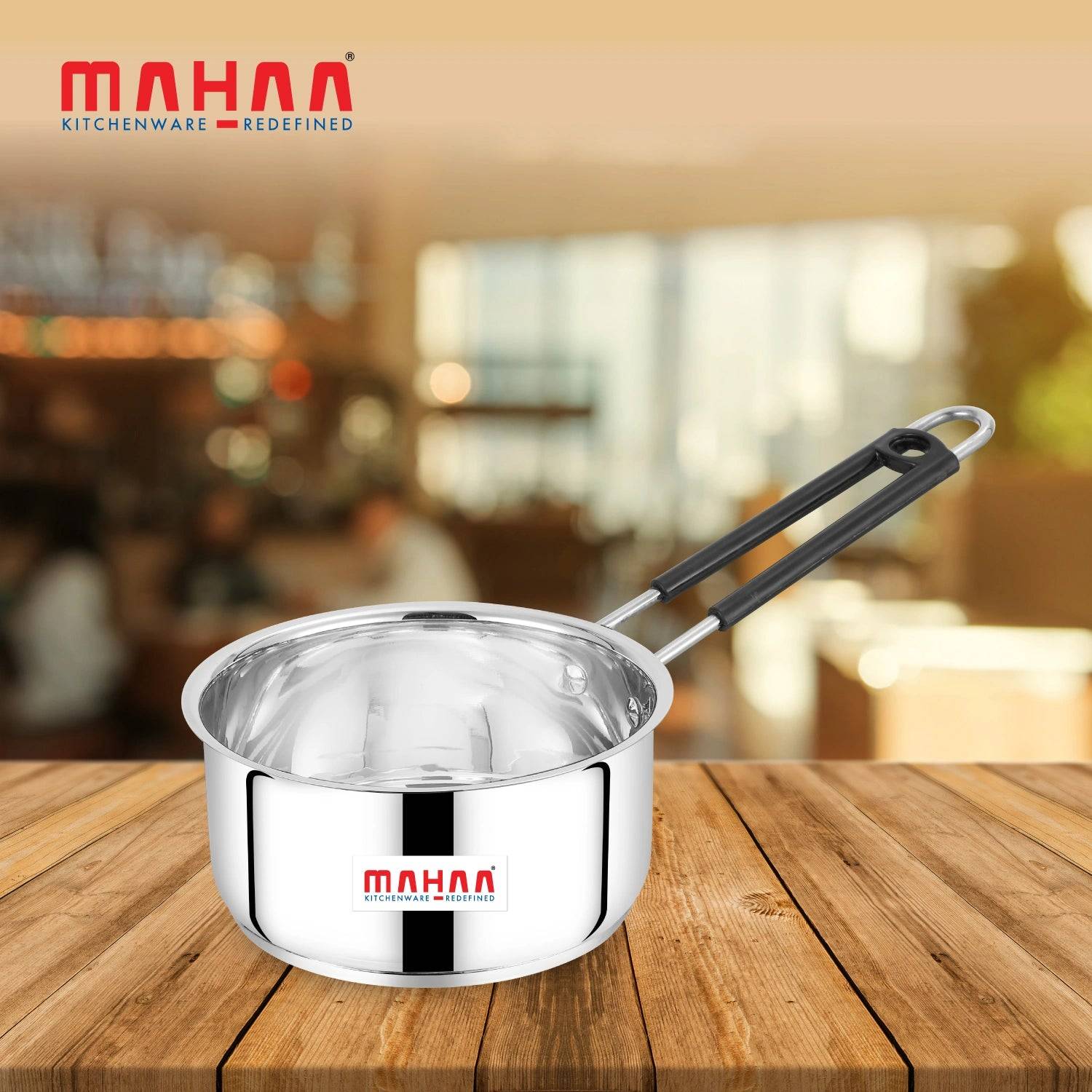 Utena Sauce Pan – Stainless Steel | Sandwich Bottom | Induction & Gas Compatible | Cool-Touch Handle | 14cm / 16cm / 18cm / 20cm