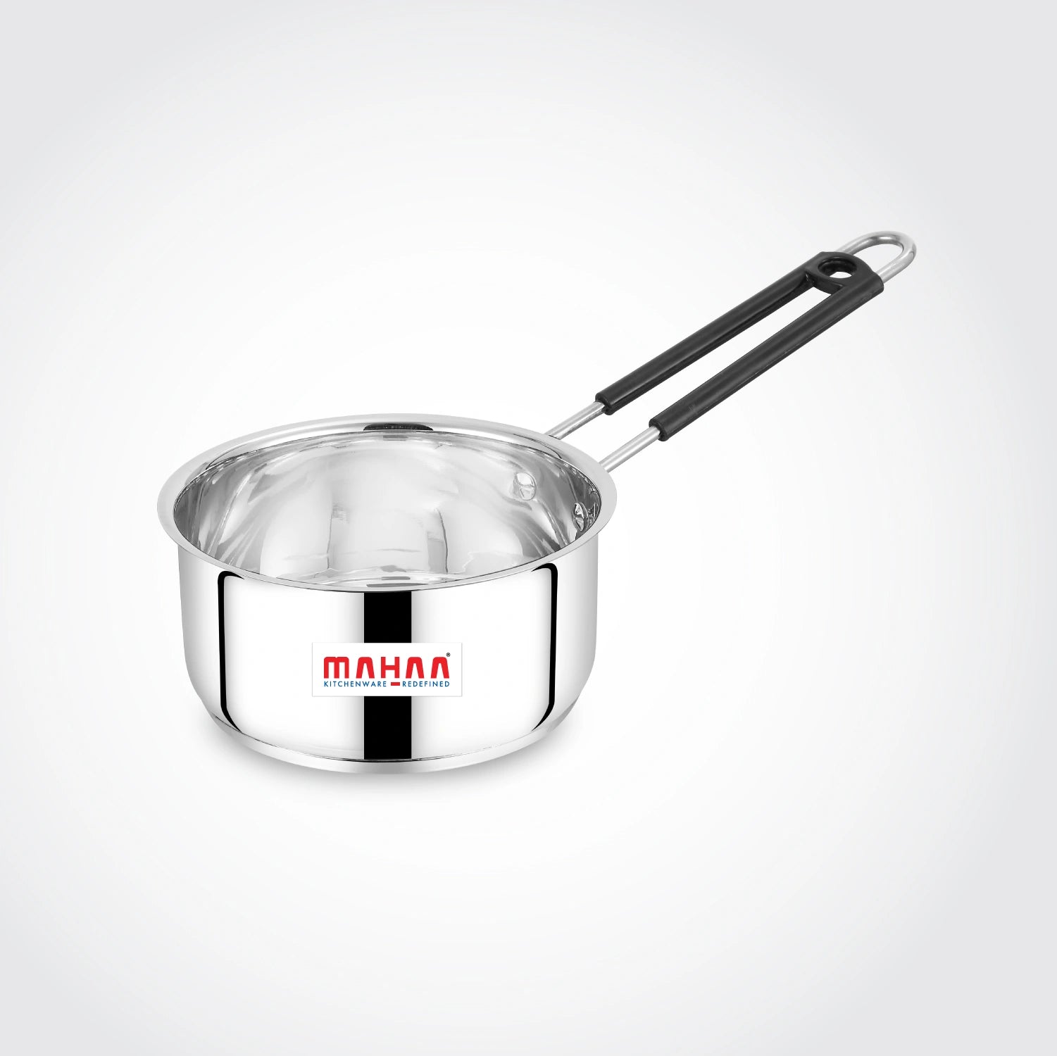 MAHAA Utena Stainless Steel Sauce Pan – Tea, Milk, Soup, Maggie Pan | Tri Ply Base | Non-stick | Gas & Induction Compatible | StayCool+ Handle | 14cm / 16cm / 18cm / 20cm