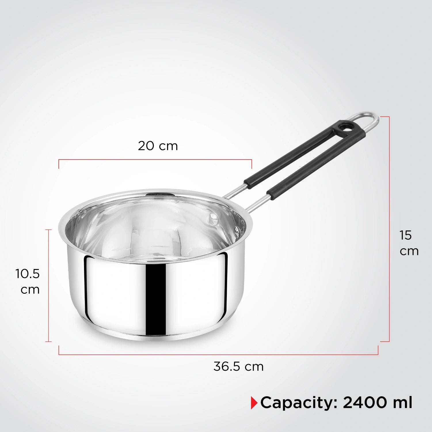 MAHAA Utena Stainless Steel Sauce Pan – Tea, Milk, Soup, Maggie Pan | Tri Ply Base | Non-stick | Gas & Induction Compatible | StayCool+ Handle | 14cm / 16cm / 18cm / 20cm