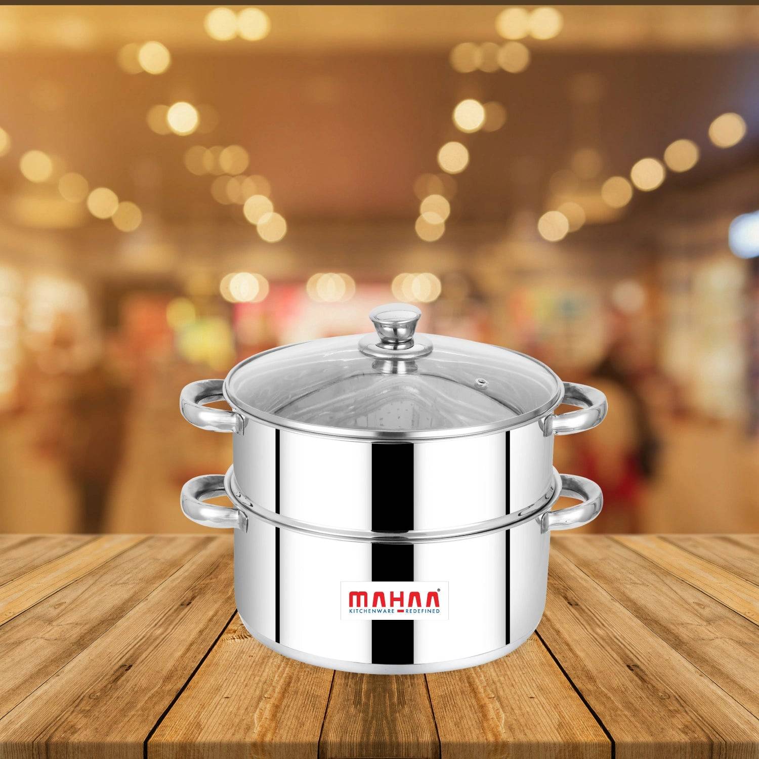 Stainless Steel 2-Tier Steamer – Utena Smart Steamer for Idlis, Momos, Vegetables | Induction & Gas Compatible | Food-Grade SS | Easy to Clean | 18CM / 20CM