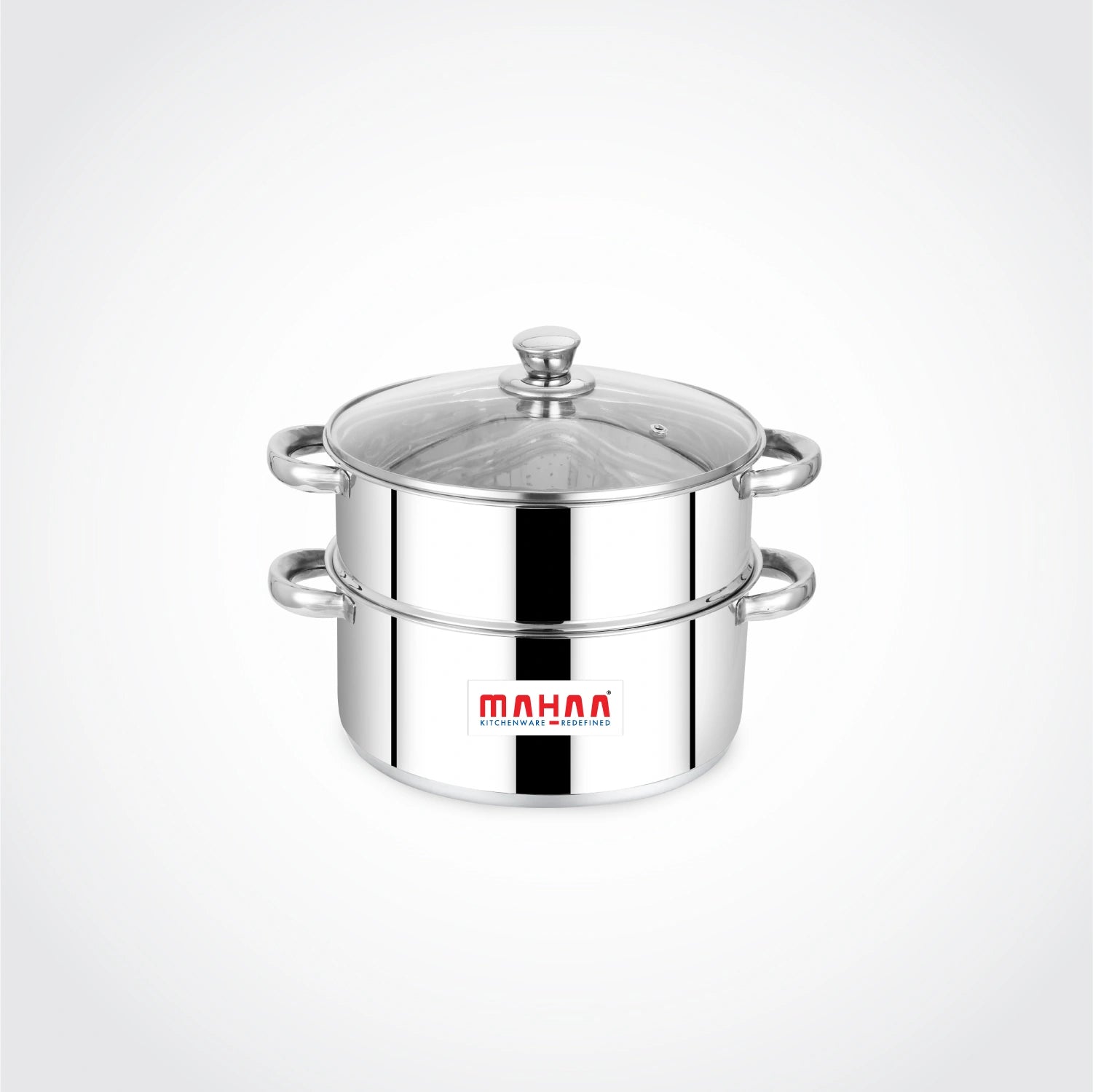 MAHAA Stainless Steel 2-Tier Utena Smart Steamer for Idlis, Momos & Vegetables | Tri Ply Base | Induction & Gas Compatible | Food-Grade SS | Easy to Clean (18CM / 20CM)