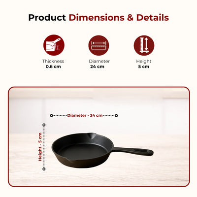 Cast Iron Cookware Set: Kadai 26 CM + Fry Pan 24 CM |  Heavy-Duty Traditional Cooking Set | Kitchen Set for Home, Pre-seasoned, Induction Friendly