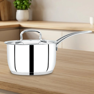 Avanti Stainless Steel Sauce Pan: Premium Quality with Snug-Fit Lid, Tri Ply Base, Non-stick, Gas & Induction Compatible, Cool-Touch Handle