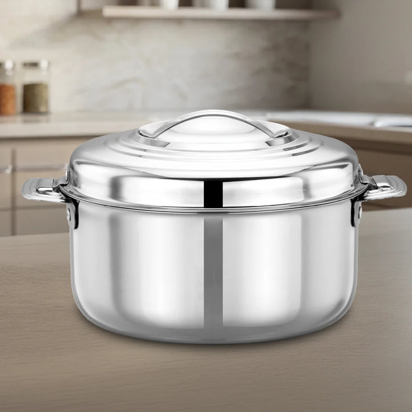 Blue Bell Stainless Steel Insulated Casserole – Snug-Fit Lock, Rust-Free & Stylish Hot Pot, Hot Pot for Roti-Rice-Gravy-Curry, Retains Temperature, Twist Lock
