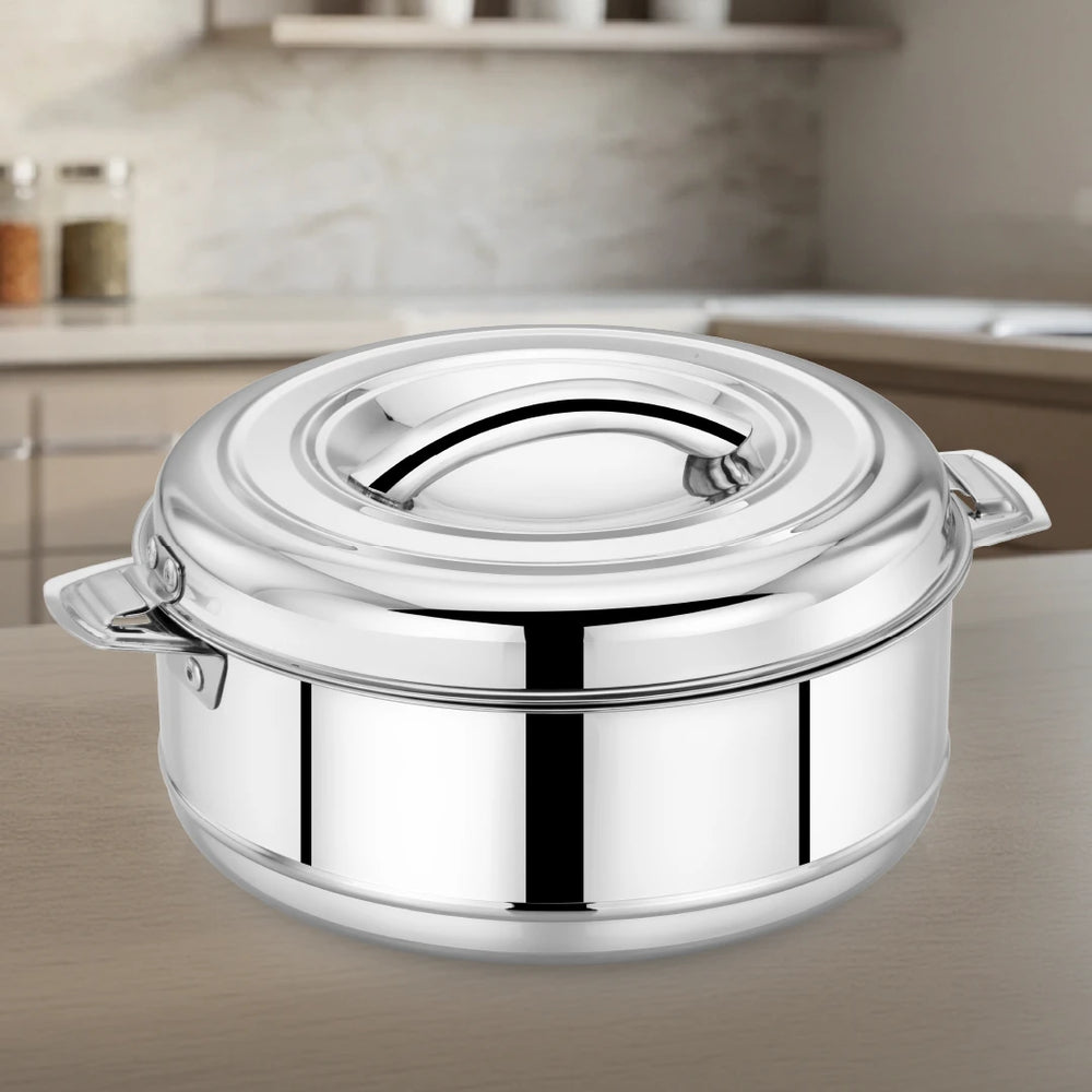 Aspen Stainless Steel Insulated Casserole – Snug-Fit Lock, Hot Pot for Roti-Rice-Gravy-Curry, Retains Temperature, Twist Lock