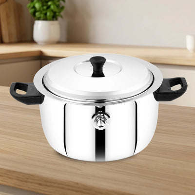 Stainless Steel Milk Boiler with Whistle, Spill-Free, Induction & Gas Compatible, Snug-Fit Lid, StayCool+ Handle & Lid Knob