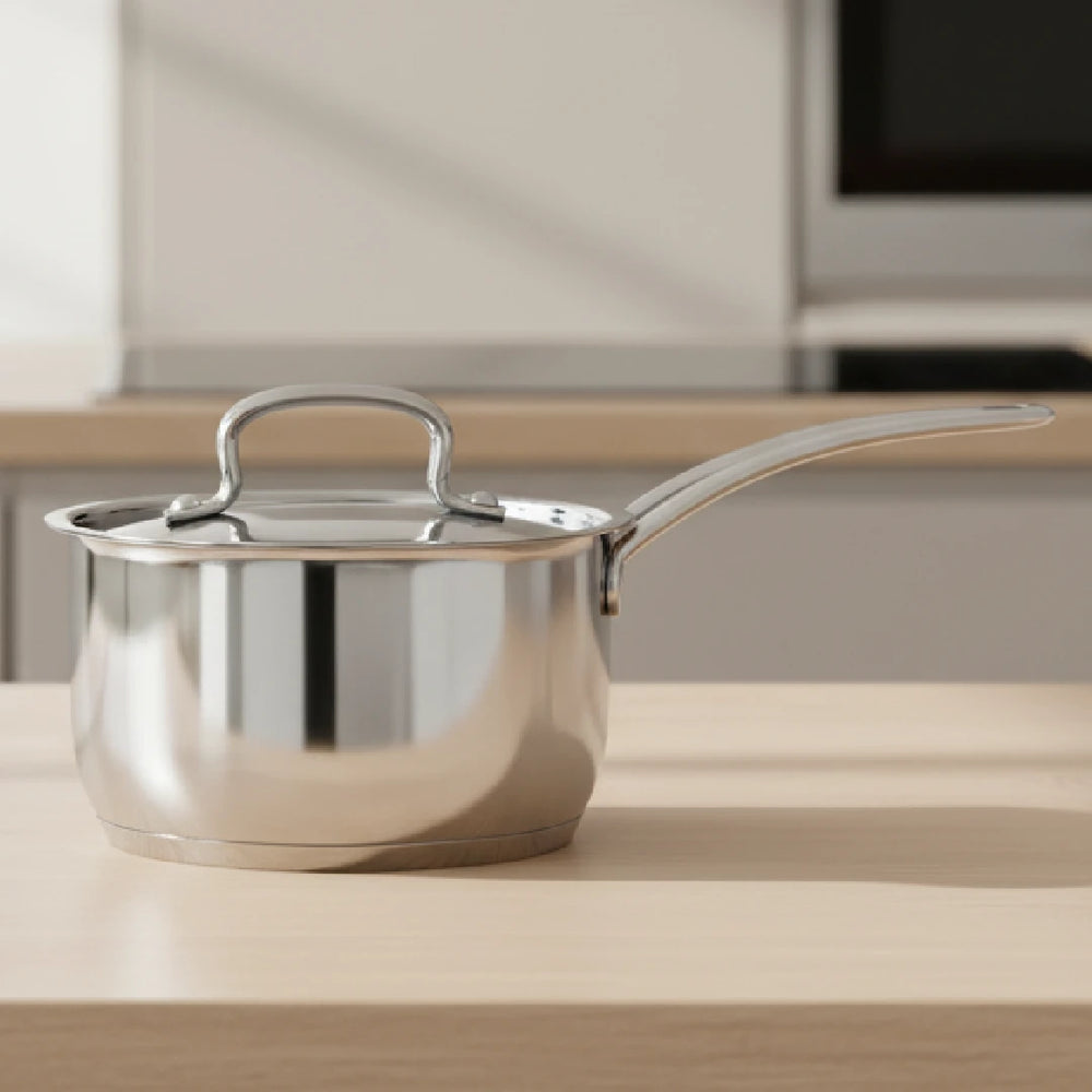 Avanti Stainless Steel Sauce Pan: Premium Quality with Snug-Fit Lid, Tri Ply Base, Non-stick, Gas & Induction Compatible, Cool-Touch Handle, Free ₹300 SS Water Bottle