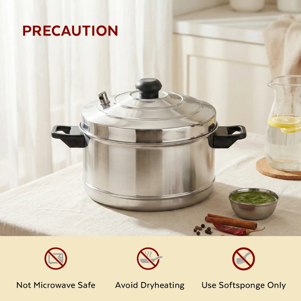 Stainless Steel Idli Cooker with Whistle Indicator - 4 Plate / 6 Plate, Idly Cooker Pot, Induction & Gas Compatible, Rust-Free & Durable