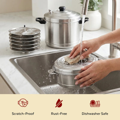 Stainless Steel Cookware Set: Idli Cooker 6 Plate & Aspen Hot Pot 2500 ML | Premium Quality, Serveware & Cookware Combo Set