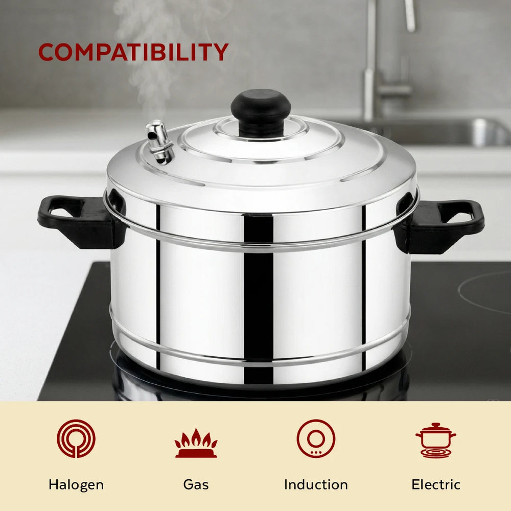 Stainless Steel Cookware Set: Idli Cooker 4 Plate & Orchid Stainless Steel Hot Pot 1500 ML | Premium Quality, Serveware & Cookware Combo Set