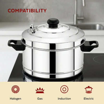 Stainless Steel Cookware Set: Idli Cooker 4 Plate & Orchid Stainless Steel Hot Pot 1500 ML | Premium Quality, Serveware & Cookware Combo Set