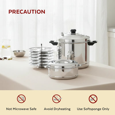 Stainless Steel Cookware Set: Idli Cooker 6 Plate & Aspen Hot Pot 2500 ML | Premium Quality, Serveware & Cookware Combo Set