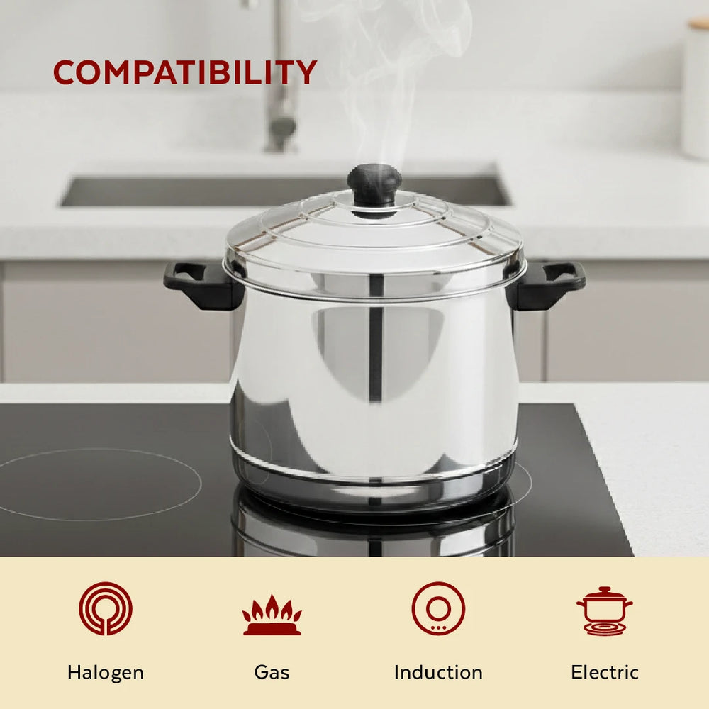 Stainless Steel Cookware Set: Idli Cooker 6 Plate & Aspen Hot Pot 2500 ML | Premium Quality, Serveware & Cookware Combo Set