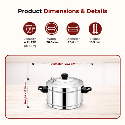 Stainless Steel Cookware Set: Idli Cooker 4 Plate & Orchid Stainless Steel Hot Pot 1500 ML | Premium Quality, Serveware & Cookware Combo Set