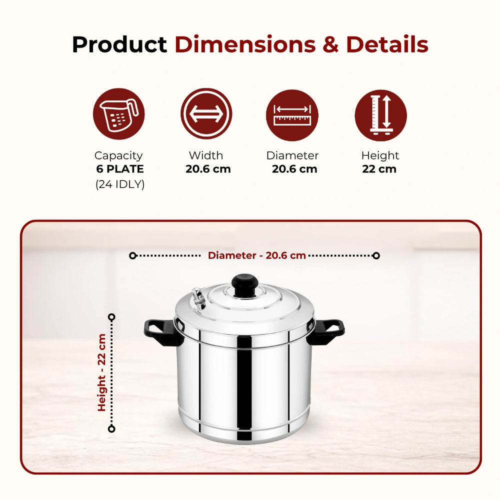 Stainless Steel Cookware Set: Idli Cooker 6 Plate & Aspen Hot Pot 2500 ML | Premium Quality, Serveware & Cookware Combo Set