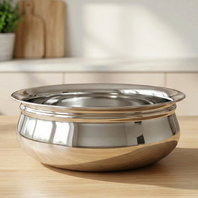 Stainless Steel Babycon Biryani Handi Set of 6 Pcs: Kitchen Serving, Cooking Bowl, Handi Set, Biryani Handi for Kitchen & Restaurant, Cookware Set