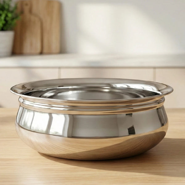 Stainless Steel Babycon Biryani Handi Set of 6 Pcs: Kitchen Serving, Cooking Bowl, Handi Set, Biryani Handi for Kitchen & Restaurant, Cookware Set