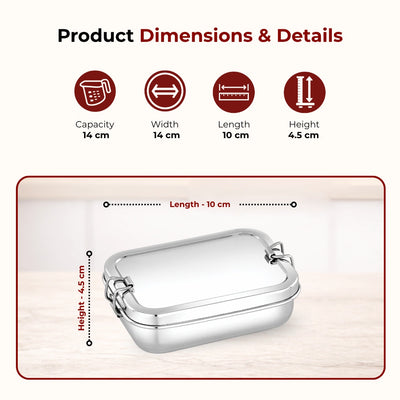 Stainless Steel Linea Lunch Box: Rectangular Box with Divider Plate, Compact, Durable & Ideal for Office or School Use