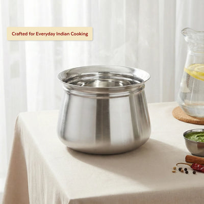 Stainless Steel Madras Handi Set of 6 Pcs: Kitchen Serving, Cooking Bowl, Handi Set, Biryani Handi for Kitchen & Restaurant, Cookware Set