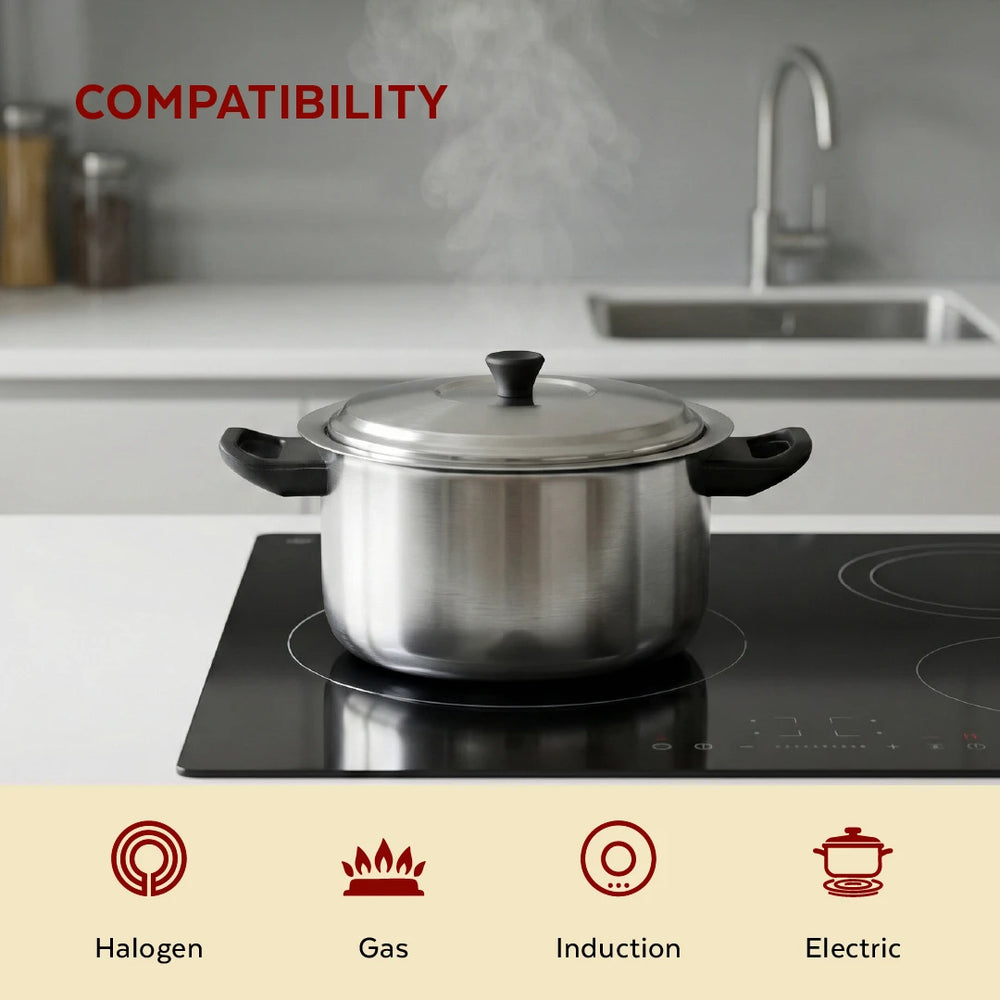 Stainless Steel Milk Boiler with Whistle, Spill-Free, Induction & Gas Compatible, Snug-Fit Lid, StayCool+ Handle & Lid Knob