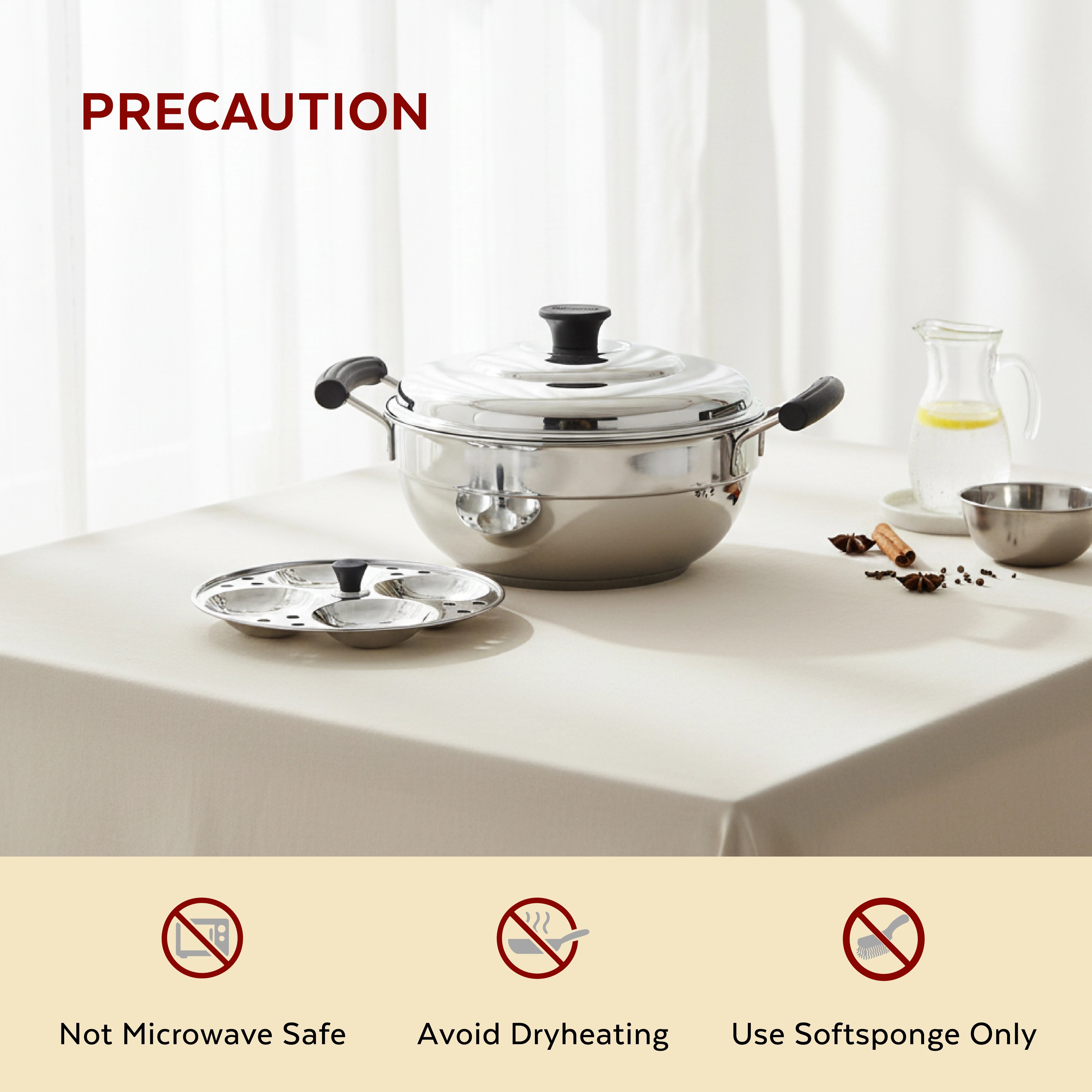 MAHAA Stainless Steel Multi Kadai 20CM – Versatile Kadai with Steam Release Lid | Steam Idlies, Idiyappams, Momos and Vegetables | Tri Ply Base | StayCool+ Handle & Lid Knob