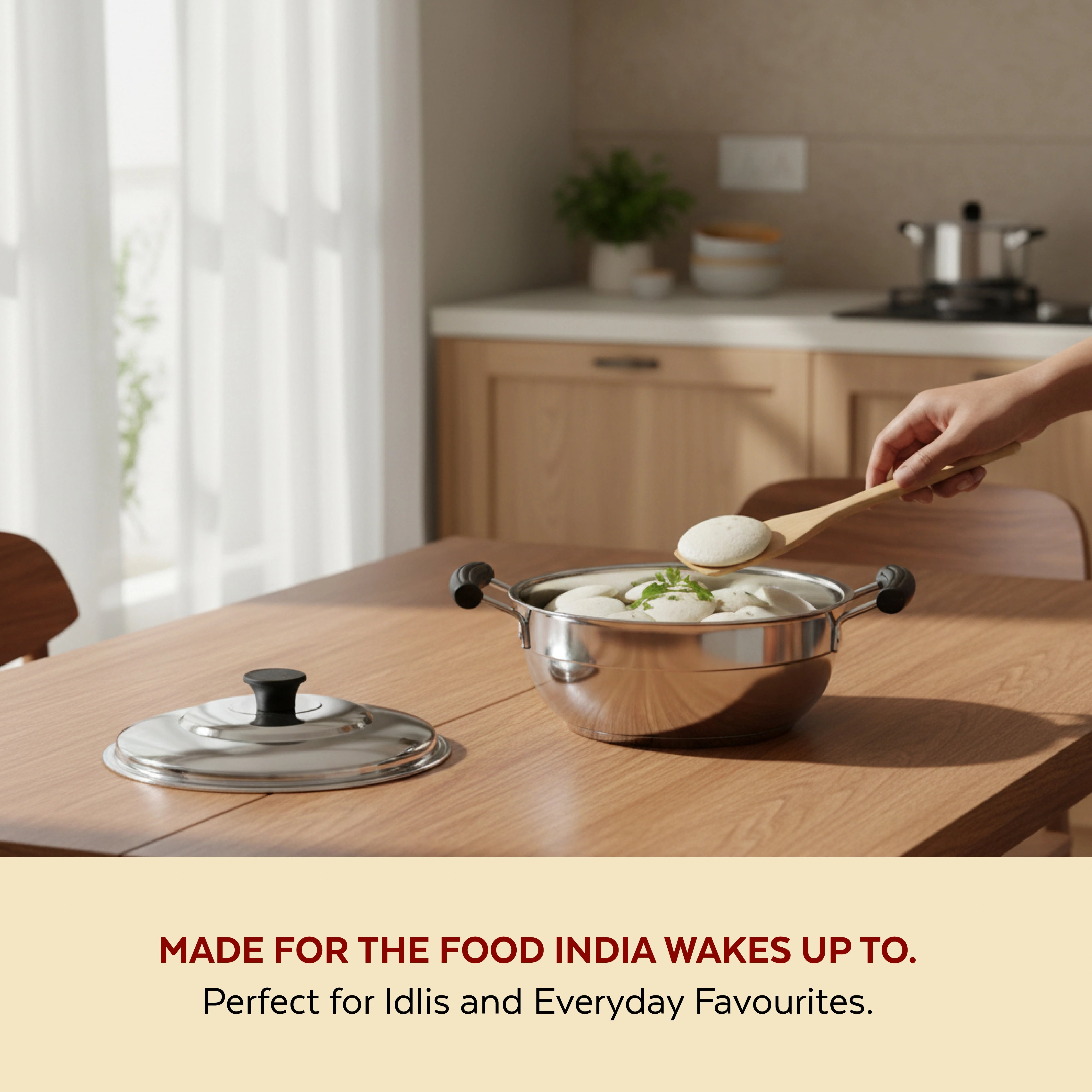 MAHAA Stainless Steel Multi Kadai 20CM – Versatile Kadai with Steam Release Lid | Steam Idlies, Idiyappams, Momos and Vegetables | Tri Ply Base | StayCool+ Handle & Lid Knob