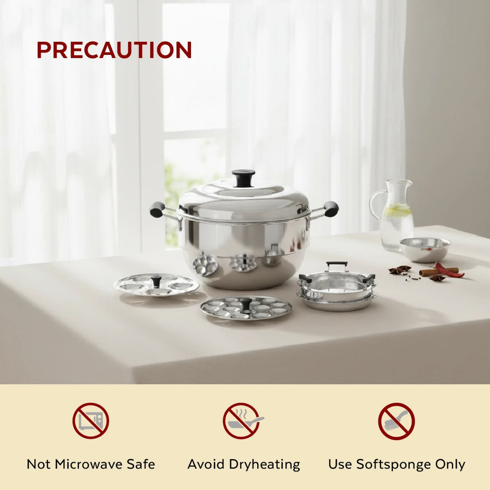 Stainless Steel Multi Kadai 22CM, Versatile Kadai with Steam Release Lid, Steam Idlis, Mini Idlis, Dhokla, Idiyappams, Momos and Vegetables, Tri Ply Base, StayCool+ Handle & Lid Knob