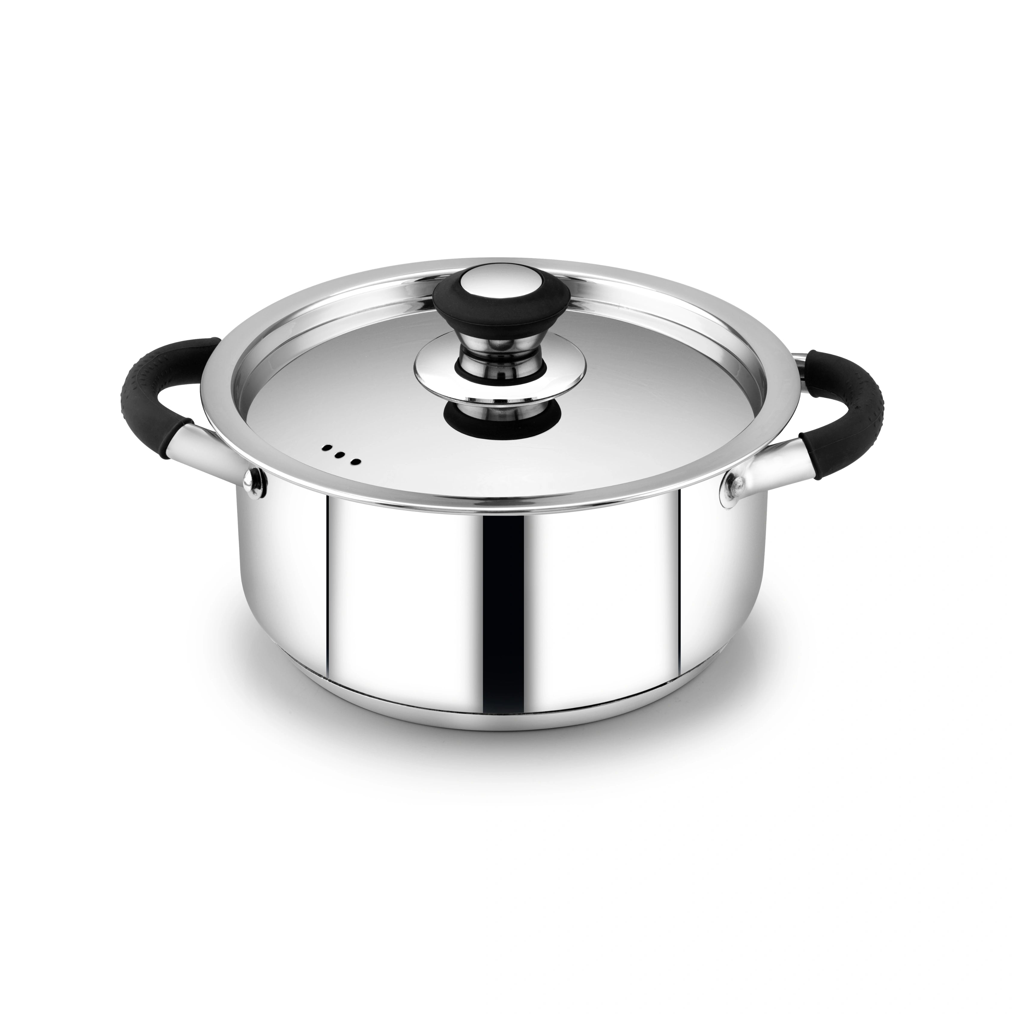 MAHAA Chroma Stainless Steel Casserole + Lid – Cook Curries, Dal, Rice| Easy Clean | Tri Ply Base | Non-stick | Gas & Induction Compatible | StayCool+ Handle and Knob | 2.5L/3.6L/4.5L