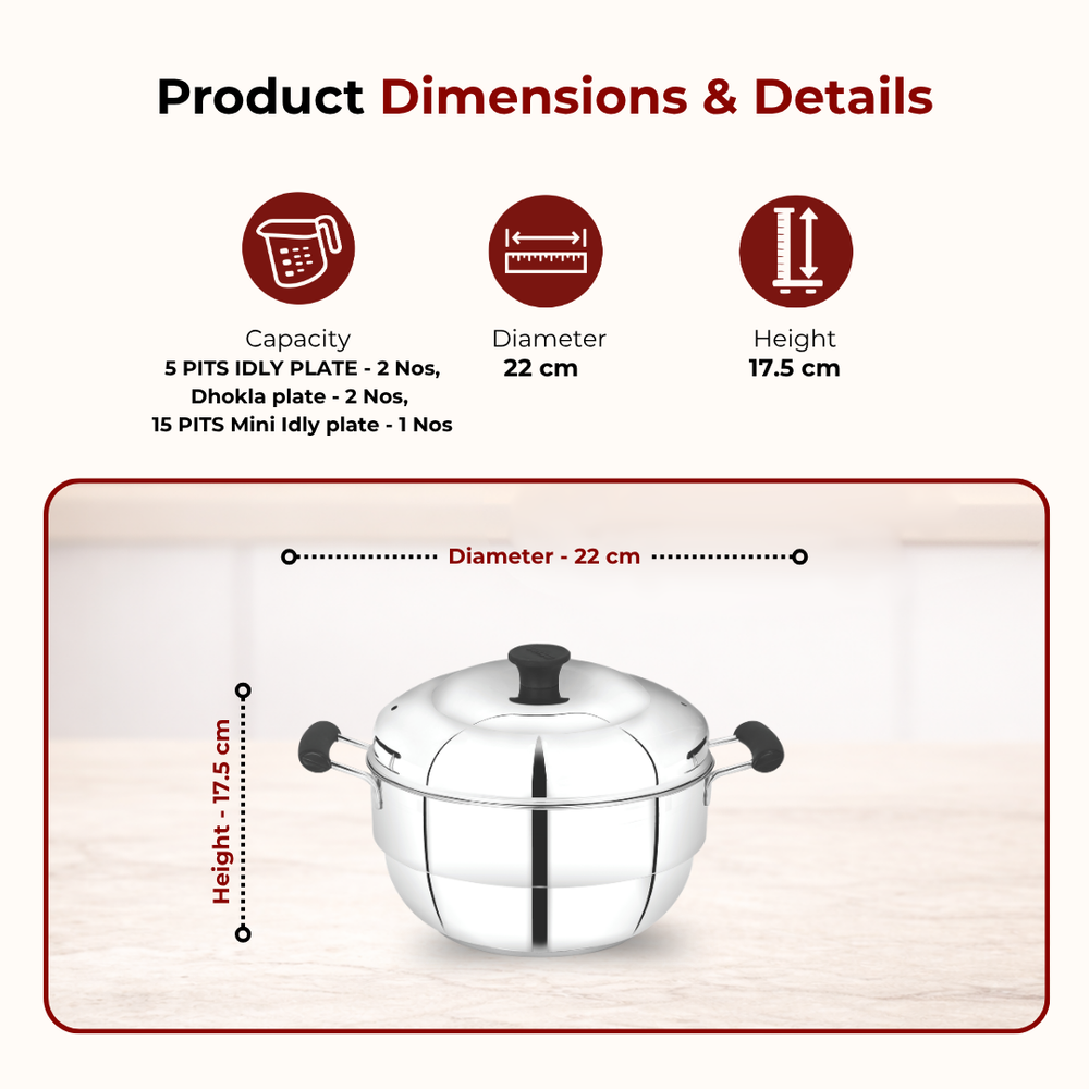 Stainless Steel Cookware Set: Multi Kadai 22 cm & Aspen Hot Pot 1500 ML | Premium Quality, Serveware & Cookware Combo Set