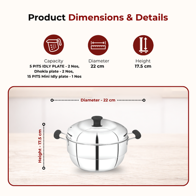 Stainless Steel Cookware Set: Multi Kadai 22 cm & Aspen Hot Pot 1500 ML | Premium Quality, Serveware & Cookware Combo Set