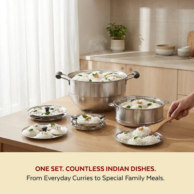 Stainless Steel Cookware Set: Multi Kadai 22 cm & Aspen Hot Pot 1500 ML | Premium Quality, Serveware & Cookware Combo Set