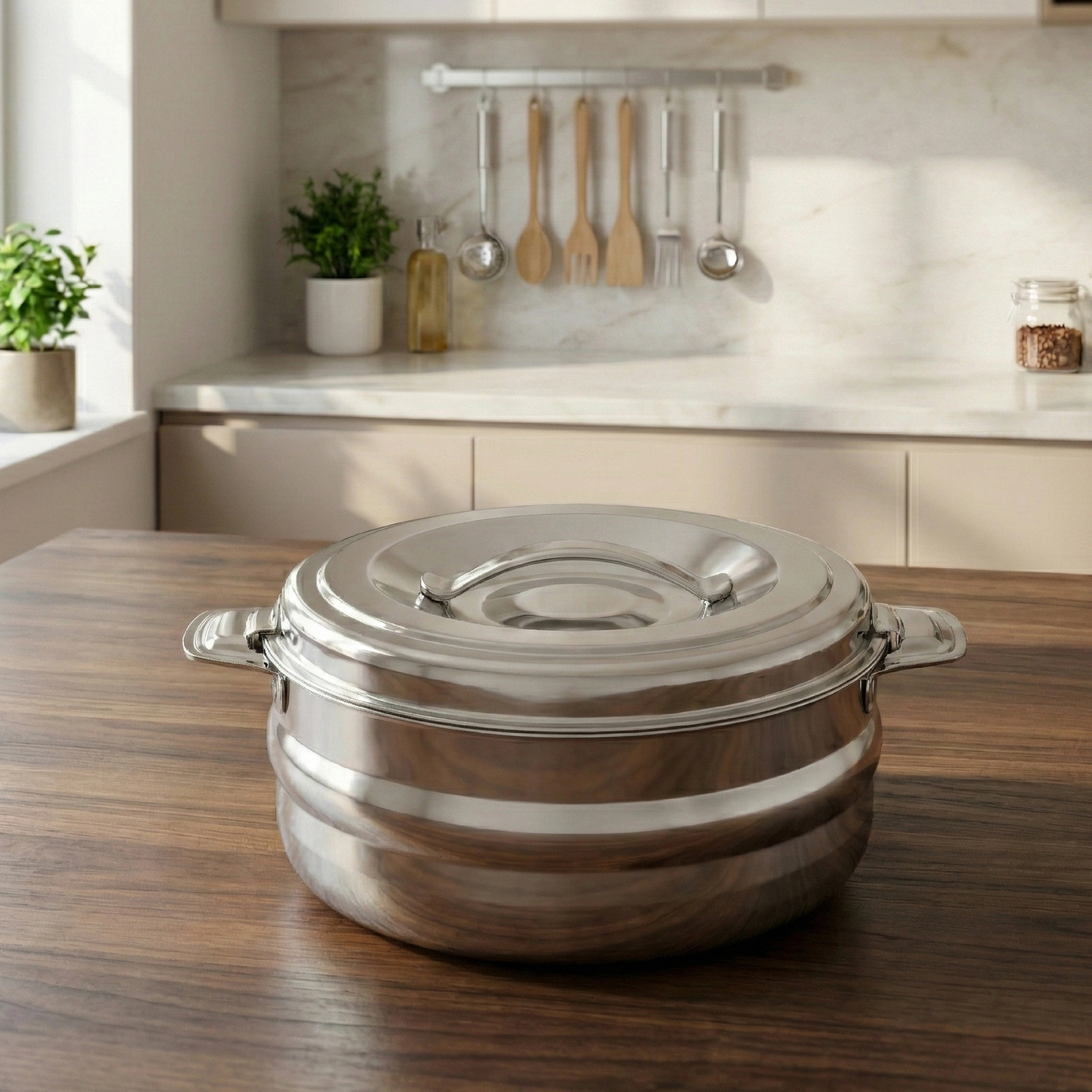 MAHAA Orchid Stainless Steel Insulated Casserole – Snug-Fit Lock | Rust-Free & Stylish Hot Pot | Hot Pot for Roti-Rice-Gravy-Curry | Retains Temperature, Twist Lock | Free ₹300 SS Water Bottle