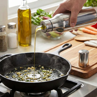 Stainless Steel Oil Dispenser: Oils, Sauces, Liquids | Dishwasher Safe, Leakproof & Long Lasting (500 ML, 1 Litre)