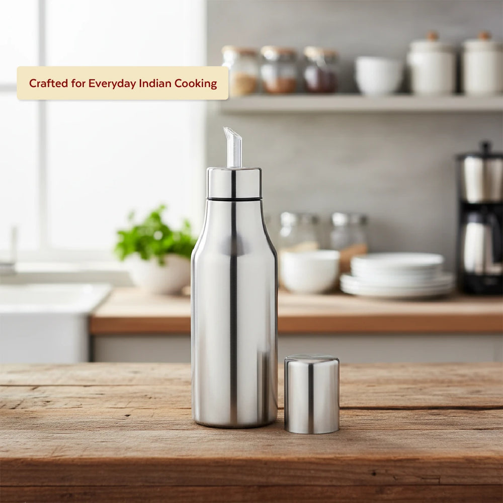 Stainless Steel Oil Dispenser: Oils, Sauces, Liquids | Dishwasher Safe, Leakproof & Long Lasting (500 ML, 1 Litre)