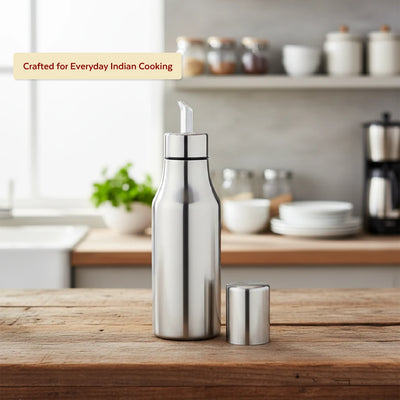 Stainless Steel Oil Dispenser: Oils, Sauces, Liquids | Dishwasher Safe, Leakproof & Long Lasting (500 ML, 1 Litre)