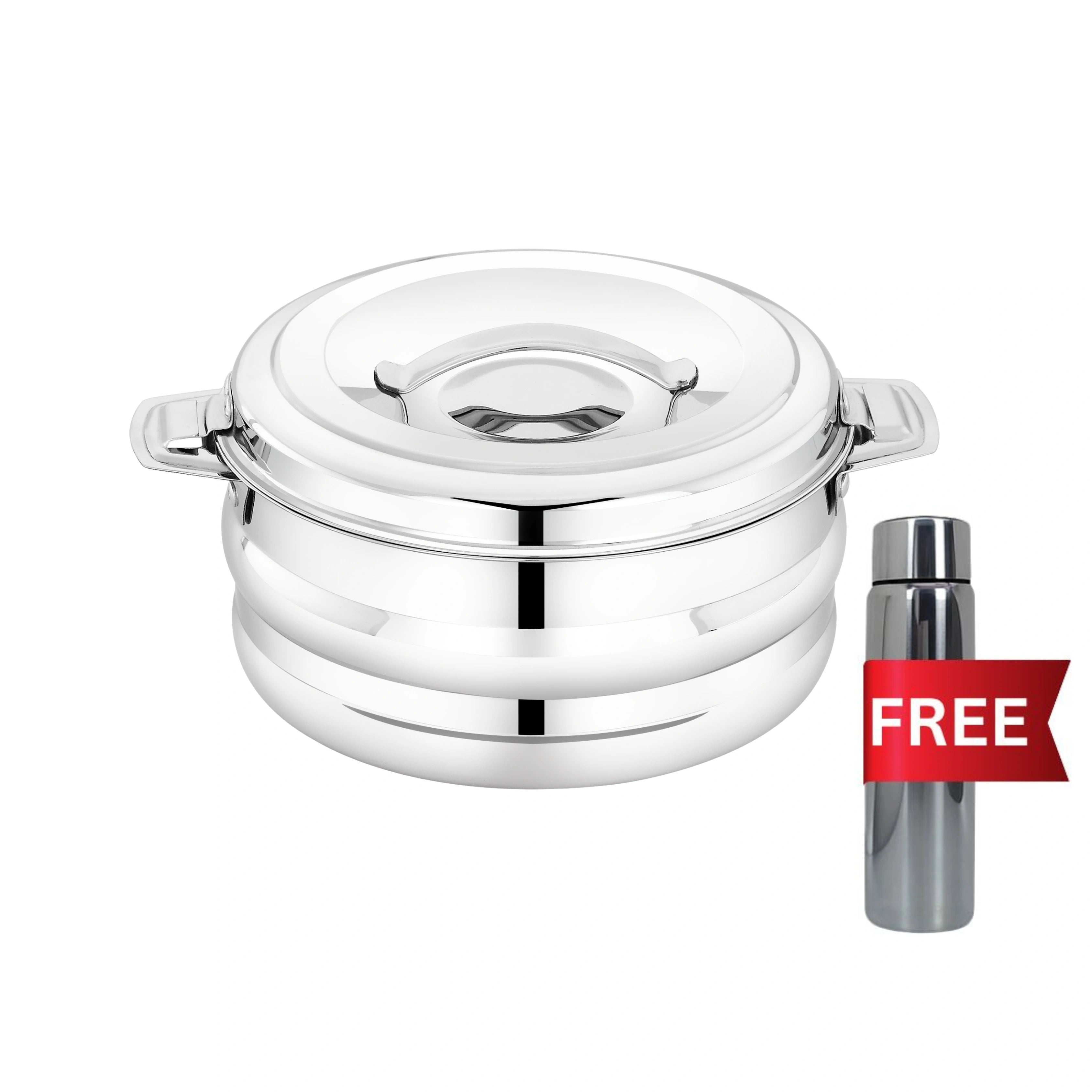 MAHAA Orchid Stainless Steel Insulated Casserole – Snug-Fit Lock | Rust-Free & Stylish Hot Pot | Hot Pot for Roti-Rice-Gravy-Curry | Retains Temperature, Twist Lock | Free ₹300 SS Water Bottle