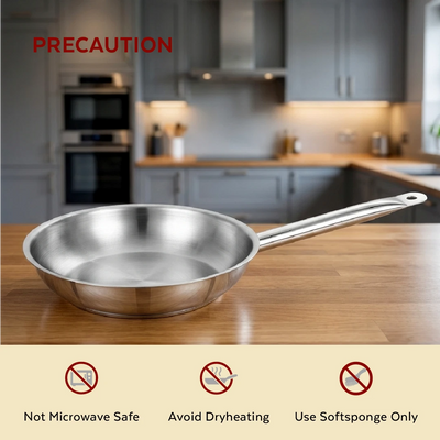 Stainless Steel Professional Fry Pan, Scratch-Resistant Body, Heavy-Duty Stainless Steel, Tri Ply Base, Gas &  Induction Compatible, Cool-Touch Handle, 20/24/26/28/30/32 cm