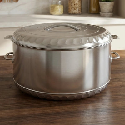 Jumbo Stainless Steel Casserole – Snug-Fit Lock, Hot Pot for Roti-Rice-Gravy-Curry, Retains Temperature, Twist Lock, Ideal for Catering & Bulk Cooking | 15L–60L