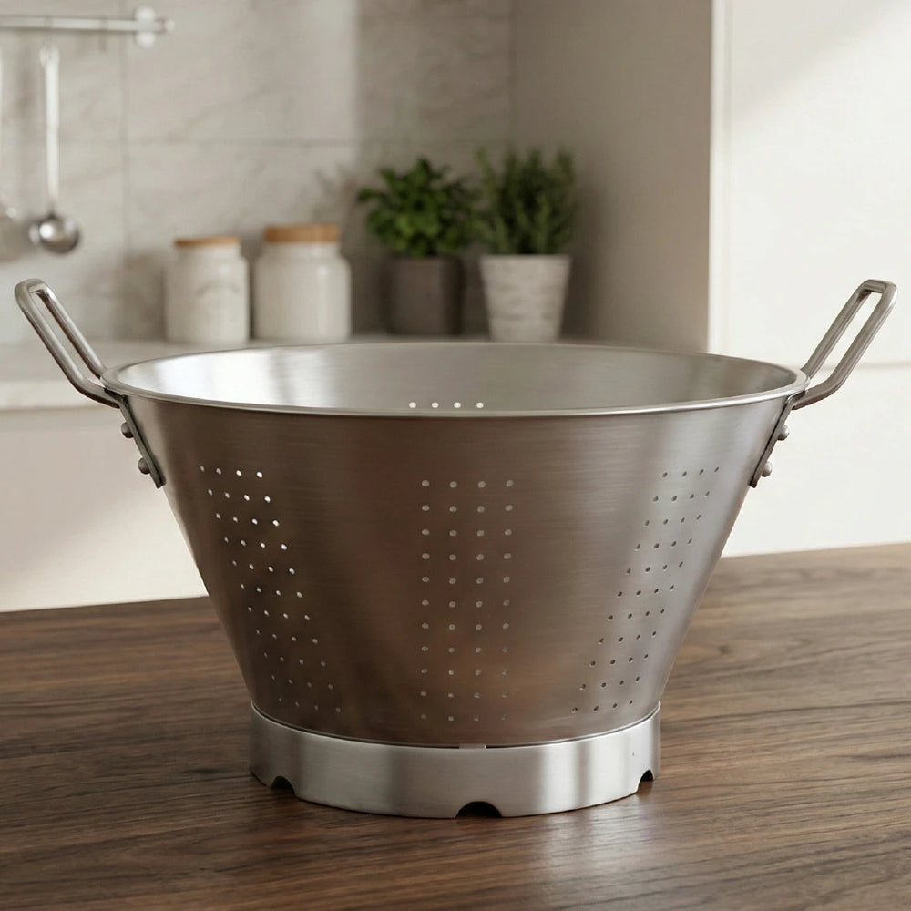 Stainless Steel Conical Colander: Deep Strainer with Drain Holes, Rust-Free, Heavy-Duty, Ideal for Rice, Vegetables, Pulses & Pasta