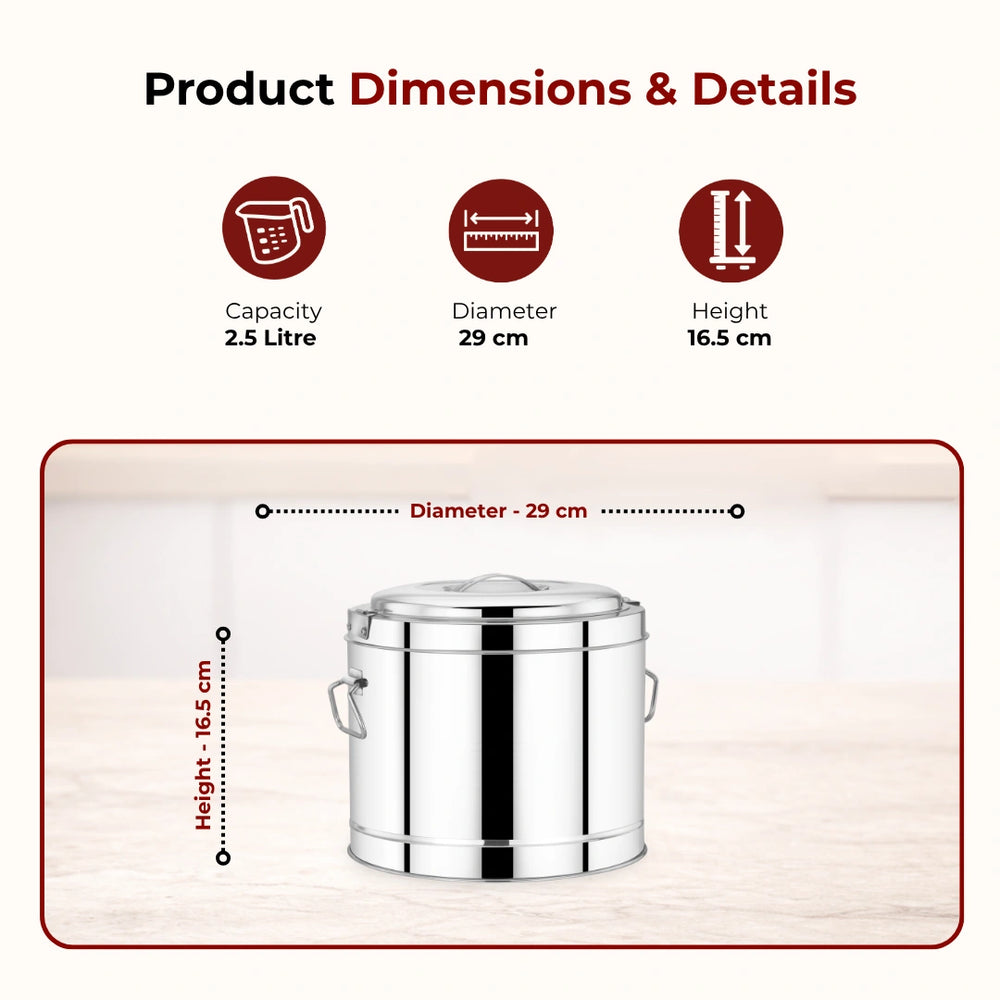 Stainless Steel Picnic Pot with Snug-Fit Lid & Handles – Rust-Free, Durable & Scratch Resistant, Double Walled, PU Insulated, Strong Locking System, Ideal for Travel, Durable Design, Keeps Food Hot/Cold for Hours