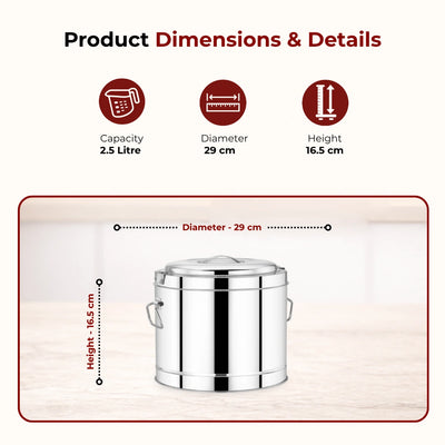 Stainless Steel Picnic Pot with Snug-Fit Lid & Handles – Rust-Free, Durable & Scratch Resistant, Double Walled, PU Insulated, Strong Locking System, Ideal for Travel, Durable Design, Keeps Food Hot/Cold for Hours
