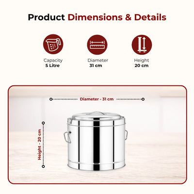 Stainless Steel Picnic Pot with Snug-Fit Lid & Handles – Rust-Free, Durable & Scratch Resistant, Double Walled, PU Insulated, Strong Locking System, Ideal for Travel, Durable Design, Keeps Food Hot/Cold for Hours