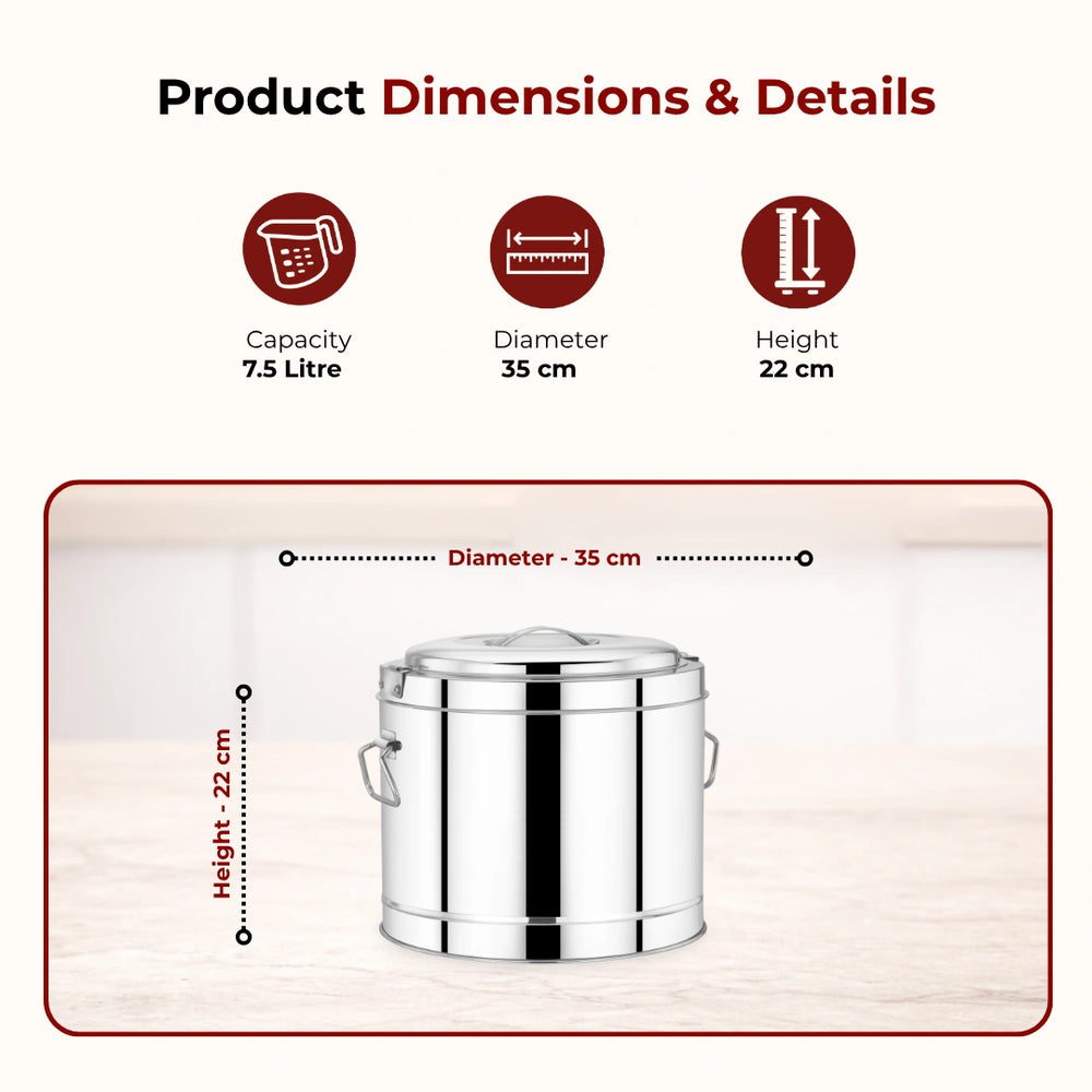 Stainless Steel Picnic Pot with Snug-Fit Lid & Handles – Rust-Free, Durable & Scratch Resistant, Double Walled, PU Insulated, Strong Locking System, Ideal for Travel, Durable Design, Keeps Food Hot/Cold for Hours