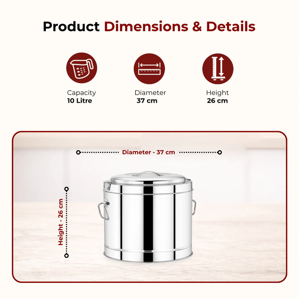 Stainless Steel Picnic Pot with Snug-Fit Lid & Handles – Rust-Free, Durable & Scratch Resistant, Double Walled, PU Insulated, Strong Locking System, Ideal for Travel, Durable Design, Keeps Food Hot/Cold for Hours