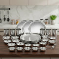Ragga Stainless Steel Heavy Gauge Dinner Set: Rust-Free, Mirror Finish, Silver, Durable, Dishwasher Safe, Ideal Gifting Dinner Set for Anniversary, Wedding, Housewarming