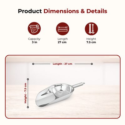 Stainless Steel Scoop: Multipurpose Shovel Design, Rust-Free, Durable, Ideal for Rice, Flour, Pulses, Grains, Hotel & Home Use